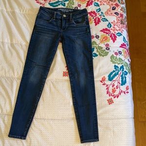 American Eagle Outfitters (AEO) Blue Super Super Stretch X4 Jegging Size 2 Reg
